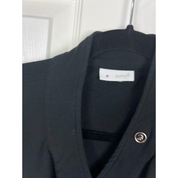 Purejill Black Pima Cotton Modal Stretch Longline Snap Closure Jacket Medium - Picture 4 of 9